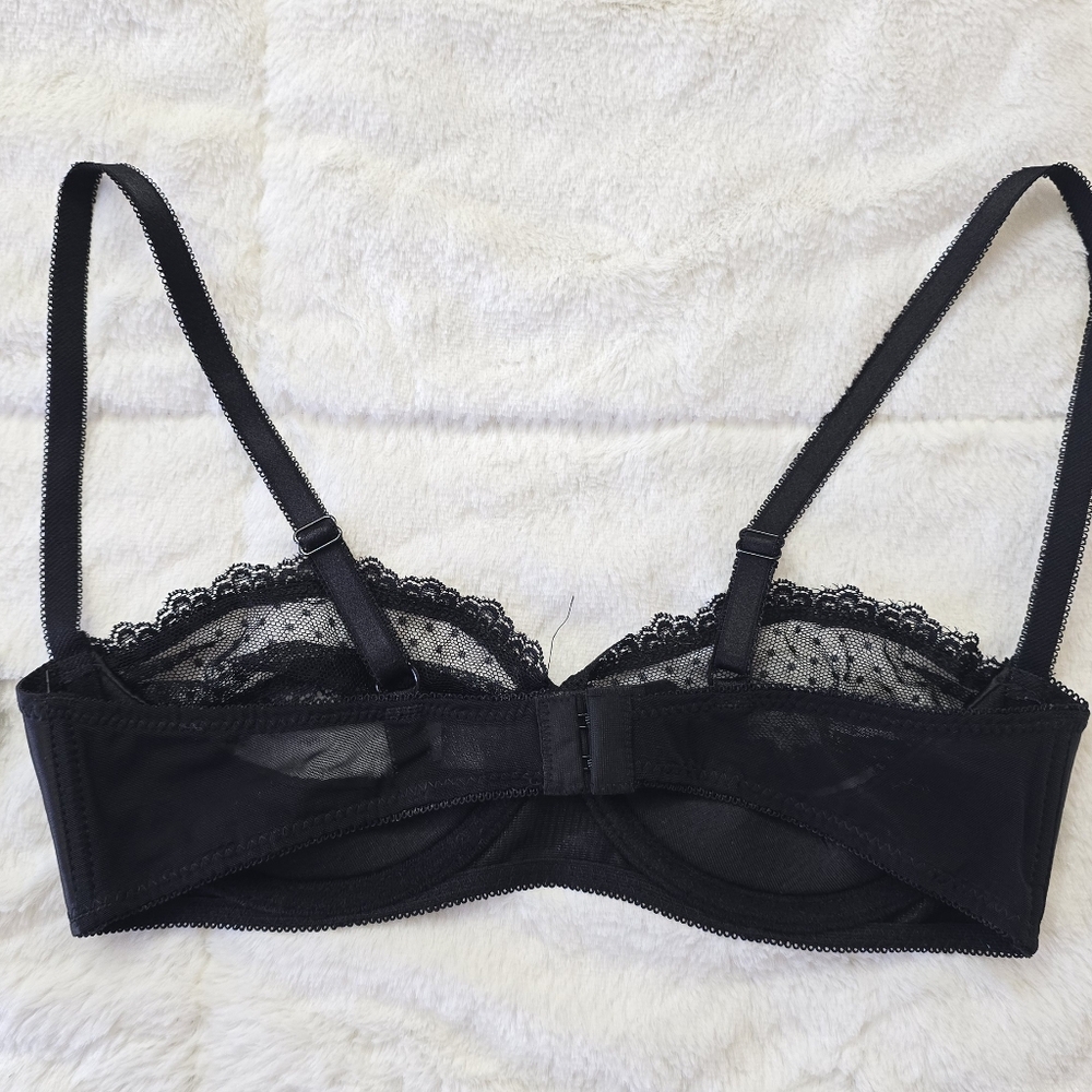NWT Frederick's Of Hollywood Alexie Black Lace Open Cup Balconette Bra - Picture 4 of 6